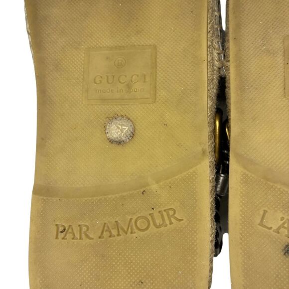 Gucci Pilar GG Espadrille Sandals EU 37 US 7 Metallic Silver Slingback Logo - Picture 11 of 14